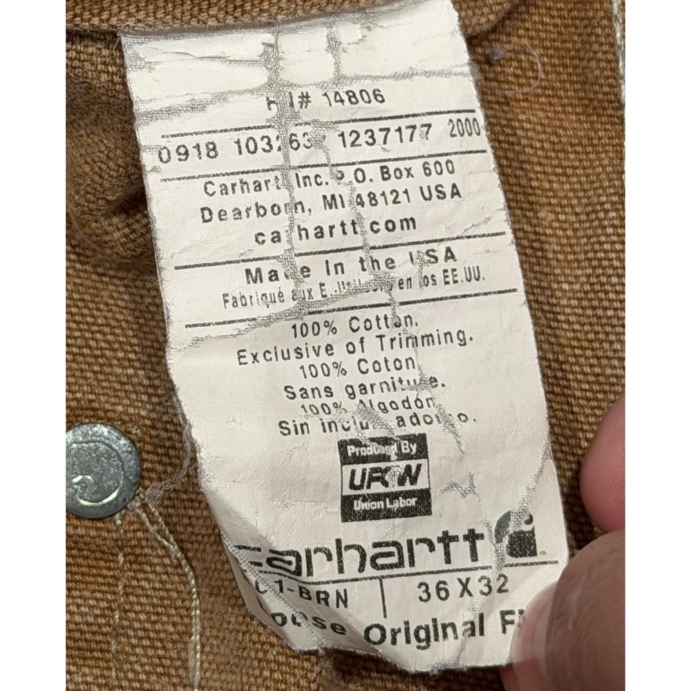 VTG Carhartt Men's Sz 32 Brown Double Knee Carpenter B01 BRN Pants Work USA Made - Picture 6 of 11
